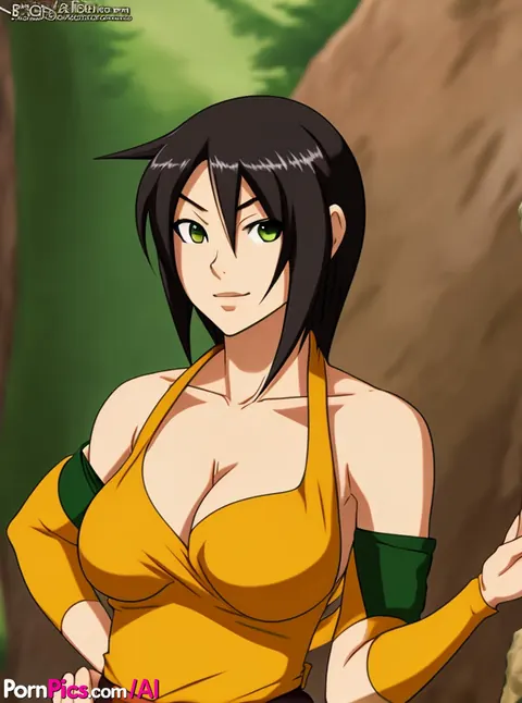 AI-Generated Busty Woman Kneels and Spreads Her Pussy on Grass – photo 1 of 11