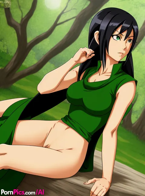 AI-Generated Busty Woman Kneels and Spreads Her Pussy on Grass – photo 6 of 11