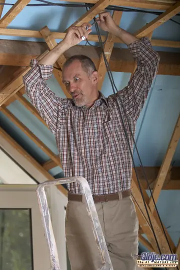 Slim German MILF Gets Fucked on the Office Stairs