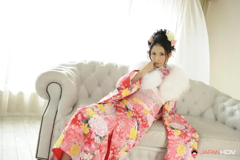Ako Nishino: Hairy Japanese Brunette Poses Nude in Socks on the Sofa – photo 2 of 15