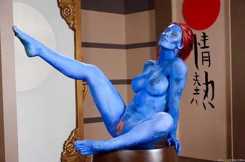 Nicole Aniston: Redhead in Body Paint Shows Off Her Enhanced Tits and Spreads – photo 12 of 16