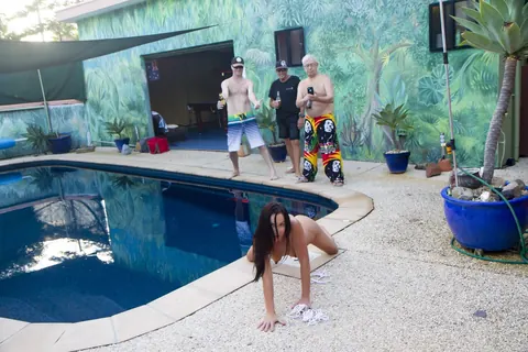 Slim Amateur MILF Gets Gangbanged Poolside by Three Men – photo 7 of 17