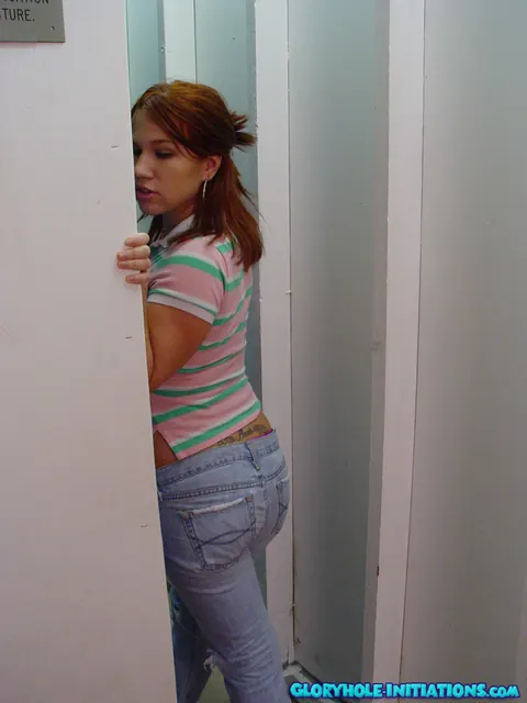 Alyssa West: Slim Redhead MILF Sucks and Fucks at a Gloryhole – photo 3 of 21