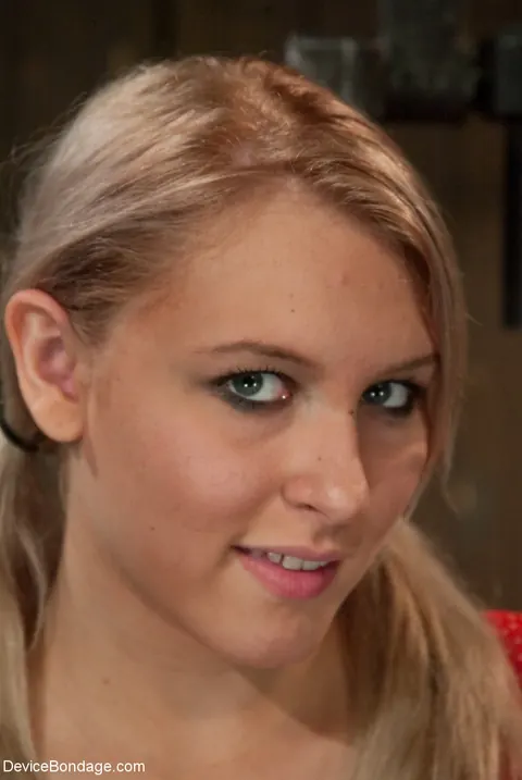 Katie Summers: Petite Blonde with Pigtails and Fake Tits Bound, Spread and Fingered – photo 2 of 21