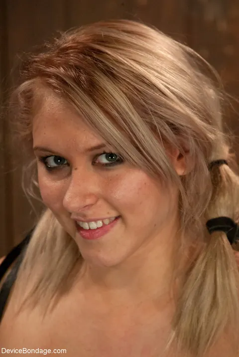 Katie Summers: Petite Blonde with Pigtails and Fake Tits Bound, Spread and Fingered – photo 21 of 21