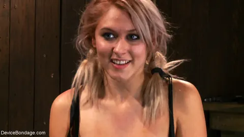 Katie Summers: Petite Blonde with Pigtails and Fake Tits Bound, Spread and Fingered – photo 16 of 21