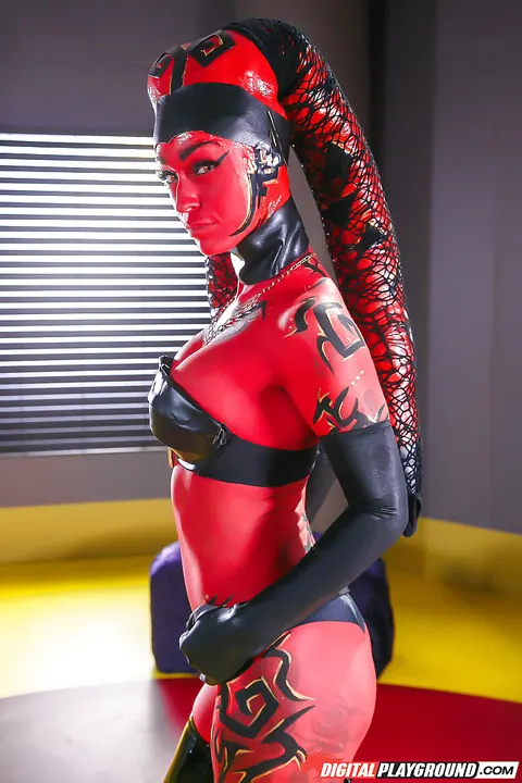 Kleio Valentien: Redhead in Cosplay Lingerie and Latex Boots Spreads Her Pussy – photo 1 of 16