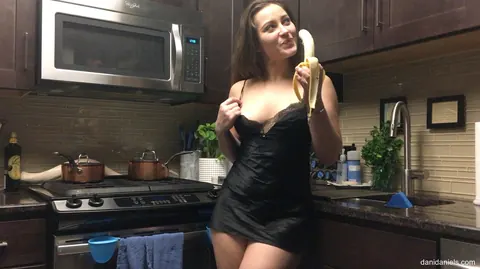 Dani Daniels: Brunette with Natural Tits Masturbates with a Dildo in the Kitchen – photo 13 of 13