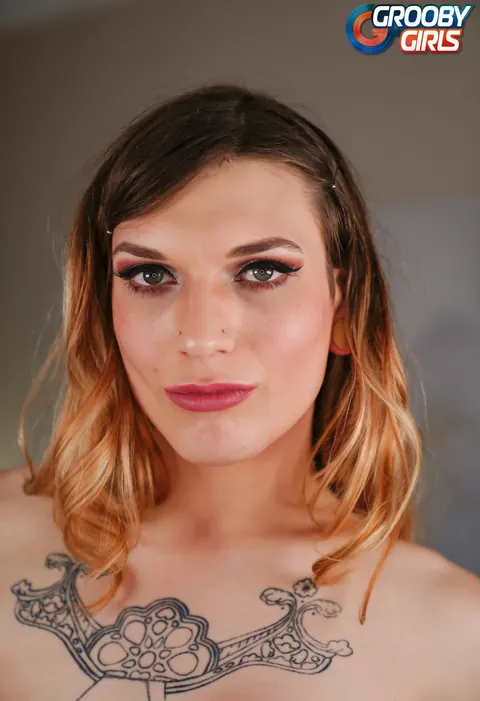 Trans Woman Strips Nude and Poses Displaying Her Cock – photo 3 of 16