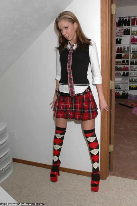 Dream Of Dani: Brunette Amateur in Panties, Heels and Socks Spreads Wide – photo 1 of 12
