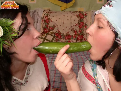 Shaved Lesbians Fuck Each Other with Bananas and Cucumbers – photo 5 of 20
