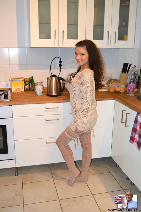 Anita B: Petite European Brunette Undresses on the Sofa – photo 1 of 21