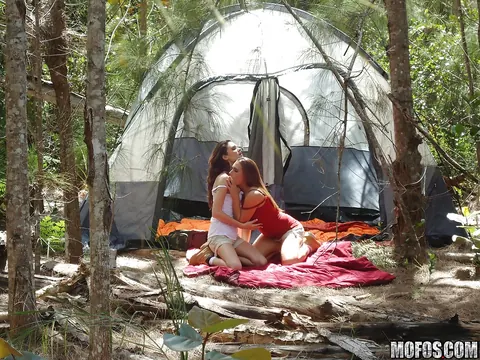 Lesbian Pair in Bikinis Lick and Finger Each Other Outdoors – photo 2 of 16