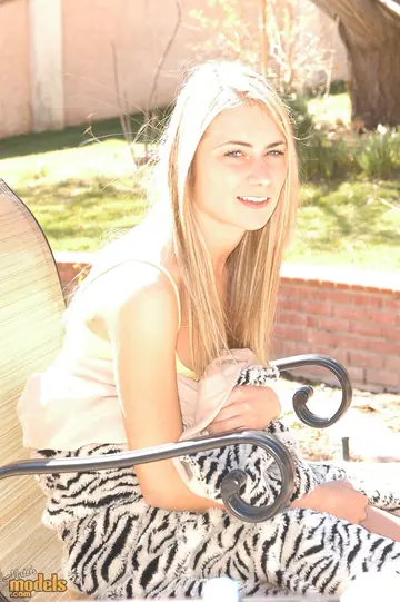 Skinny Blonde Strips Out of Her Shorts Outdoors