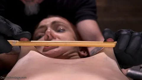 ZOE SPARKS: Tall Tattooed Brunette in Bondage Spreads and Uses a Dildo – photo 9 of 16