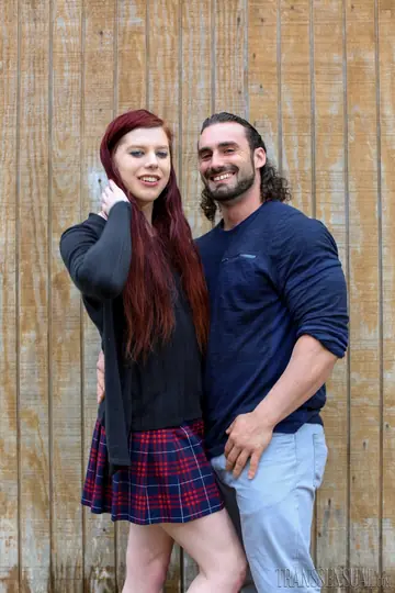 Redhead Trans Woman Poses Nude Outdoors in Jeans
