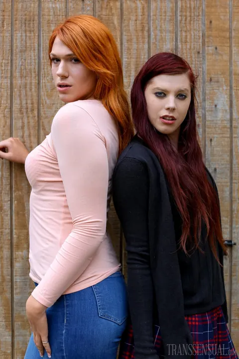 Redhead Trans Woman Poses Nude Outdoors in Jeans – photo 15 of 15