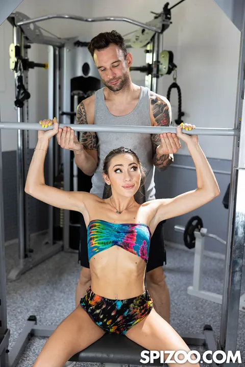 Mackenzie Mace: Petite Brunette with Big Natural Tits Poses in the Gym – photo 10 of 21