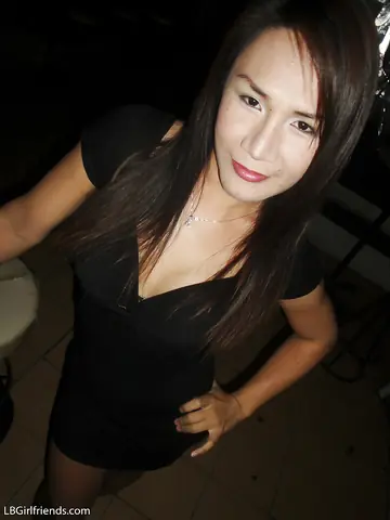 Asian Brunette Trans Woman Strips Nude and Poses Outdoors