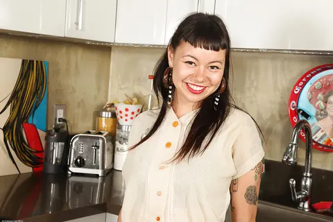 Tatum Graves: Busty Brunette Strips and Spreads Her Legs in the Kitchen – photo 2 of 16