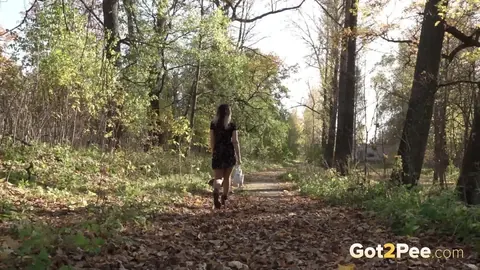 Blonde Lowers Pantyhose to Pee Outside – photo 15 of 15
