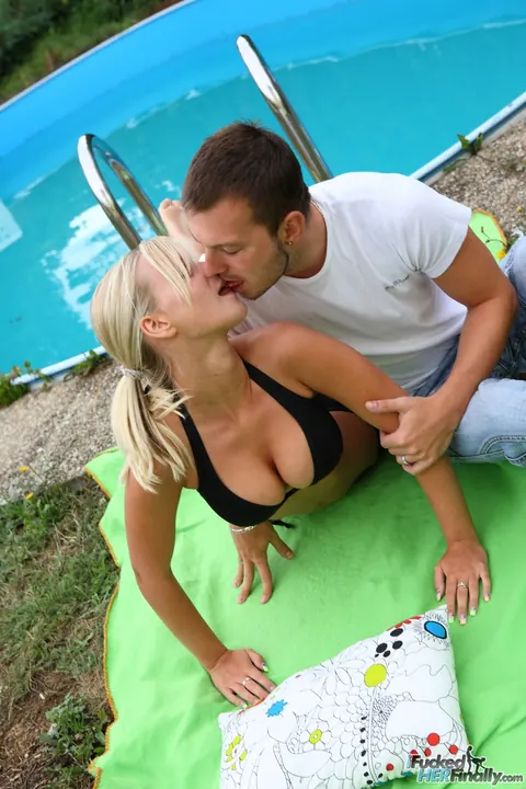 Miela A: Czech Blonde with Big Natural Tits Takes Anal by the Pool – photo 6 of 21