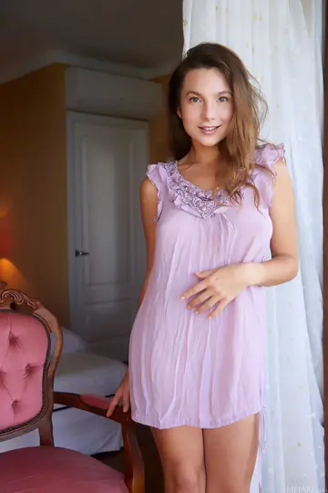Brunette Undresses Out of Her Skirt in Nude Art Set