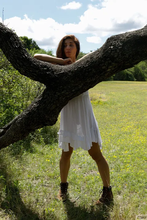 Vyness Lucero: Tall Latina Amateur with Big Natural Tits Models Outdoors in a Dress – photo 9 of 13