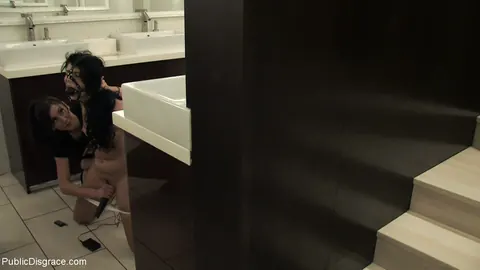 Brunette in Panties Has Public Bondage and Group Sex with a Dildo – photo 8 of 21