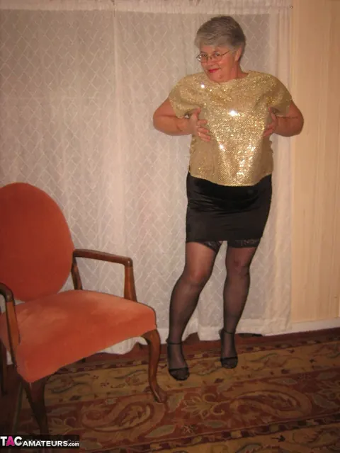 BBW MILF Strips to Panties and Fingers Her Hairy Pussy – photo 6 of 20