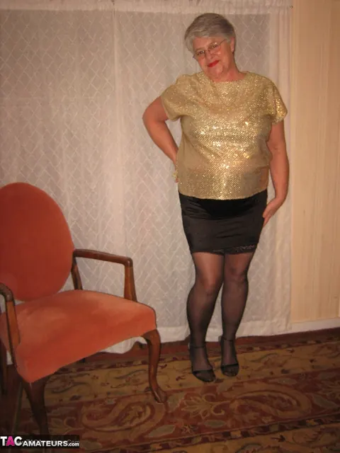 BBW MILF Strips to Panties and Fingers Her Hairy Pussy – photo 5 of 20