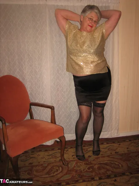 BBW MILF Strips to Panties and Fingers Her Hairy Pussy – photo 7 of 20