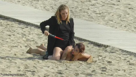 Mona Wales: Blonde MILF in a Dress and Glasses Bound for Public Beach BDSM – photo 10 of 20