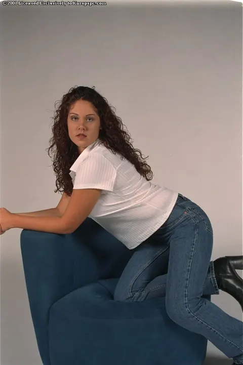 Autumn Austin: BBW Brunette with Big Natural Tits Strips Out of Her Jeans and Spreads – photo 2 of 16