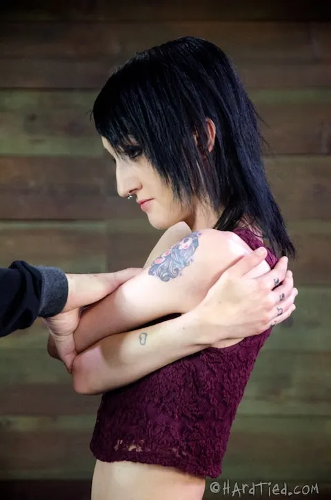 Cadence Cross: Slim Brunette in Bondage Spreads Outdoors – photo 6 of 16
