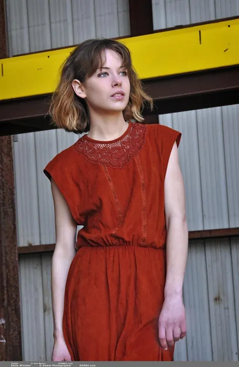 Bonnie Apricot: Skinny Brunette Strips Out of Her Red Dress Outdoors – photo 1 of 20