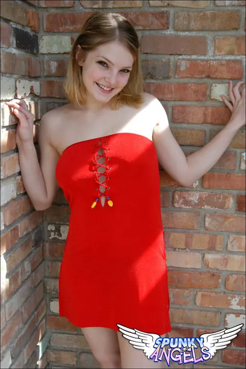 Cute Chloe: Slim Blonde Flashes Her Panties Under a Skirt Outdoors – photo 3 of 12