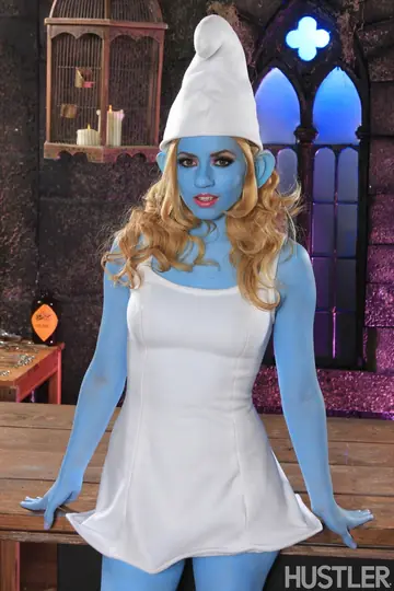 Redhead in Smurf Costume Shows Off Her Big Tits