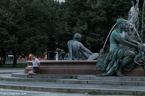 Black Lady: European Brunette Bound and Exposed in Public – photo 12 of 21