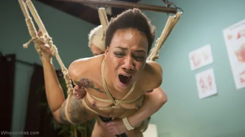 Helena Locke: Ebony Lesbians in Bondage Finger and Lick Hairy Pussies – photo 14 of 21