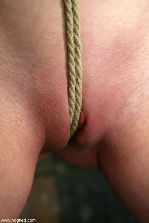 Curly Busty Woman Bound in Rope Bondage Uses a Dildo – photo 4 of 21