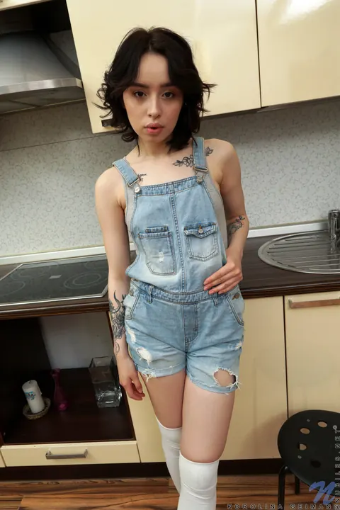 Korolina Beiman: Petite Brunette in Jeans Pulls Denim Aside – photo 2 of 21