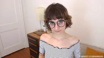 Slim Short-Haired Brunette Blows Cock and Takes It Doggy Style