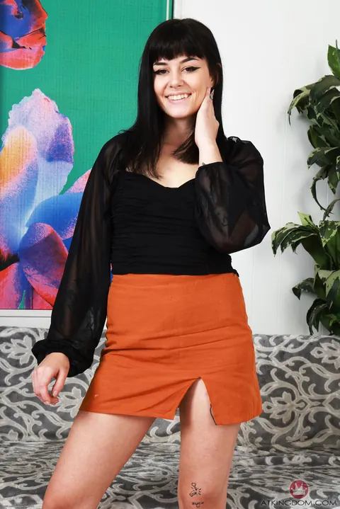 Nova Vixen: Slim Brunette Strips Out of Her Skirt and Spreads – photo 3 of 21