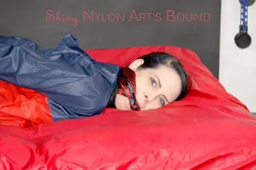 Thick Brunette Hogtied and Cleave-Gagged in Stockings and Shorts