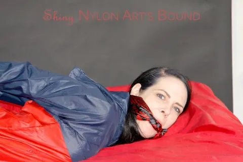 Thick Brunette Hogtied and Cleave-Gagged in Stockings and Shorts – photo 7 of 16