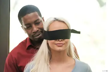 Blonde Spreads Her Shaved Pussy for Interracial Sex