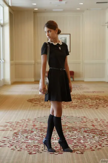 Uma Jolie – Petite Brunette Flashes Her Panties and Pussy in a Dress
