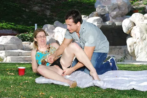 MILF in Glasses Gives a Blowjob and Takes Anal Outdoors – photo 1 of 16