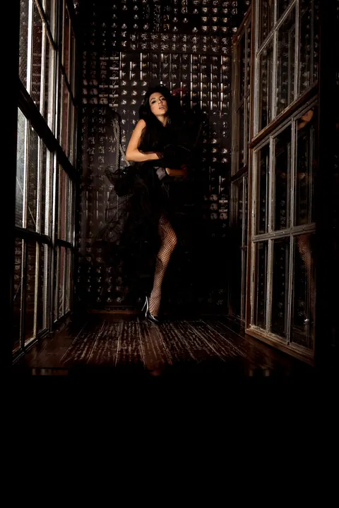 Jelena Jensen: Tall Brunette Shows Off Her Fishnet Stockings and Heels – photo 1 of 21